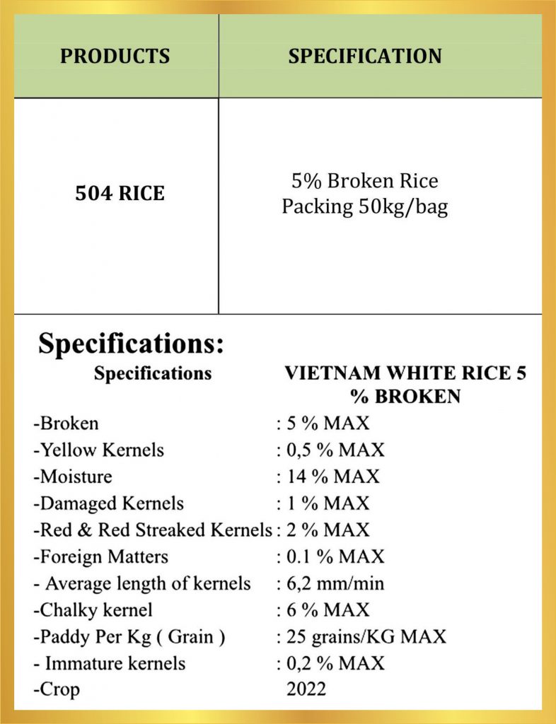 Gạo 504 5% Tấm – Rau củ Đà Lạt